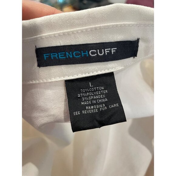 French Cuff White Belted Stretch Denim Buttoned Jacket Sz L - Picture 6 of 10